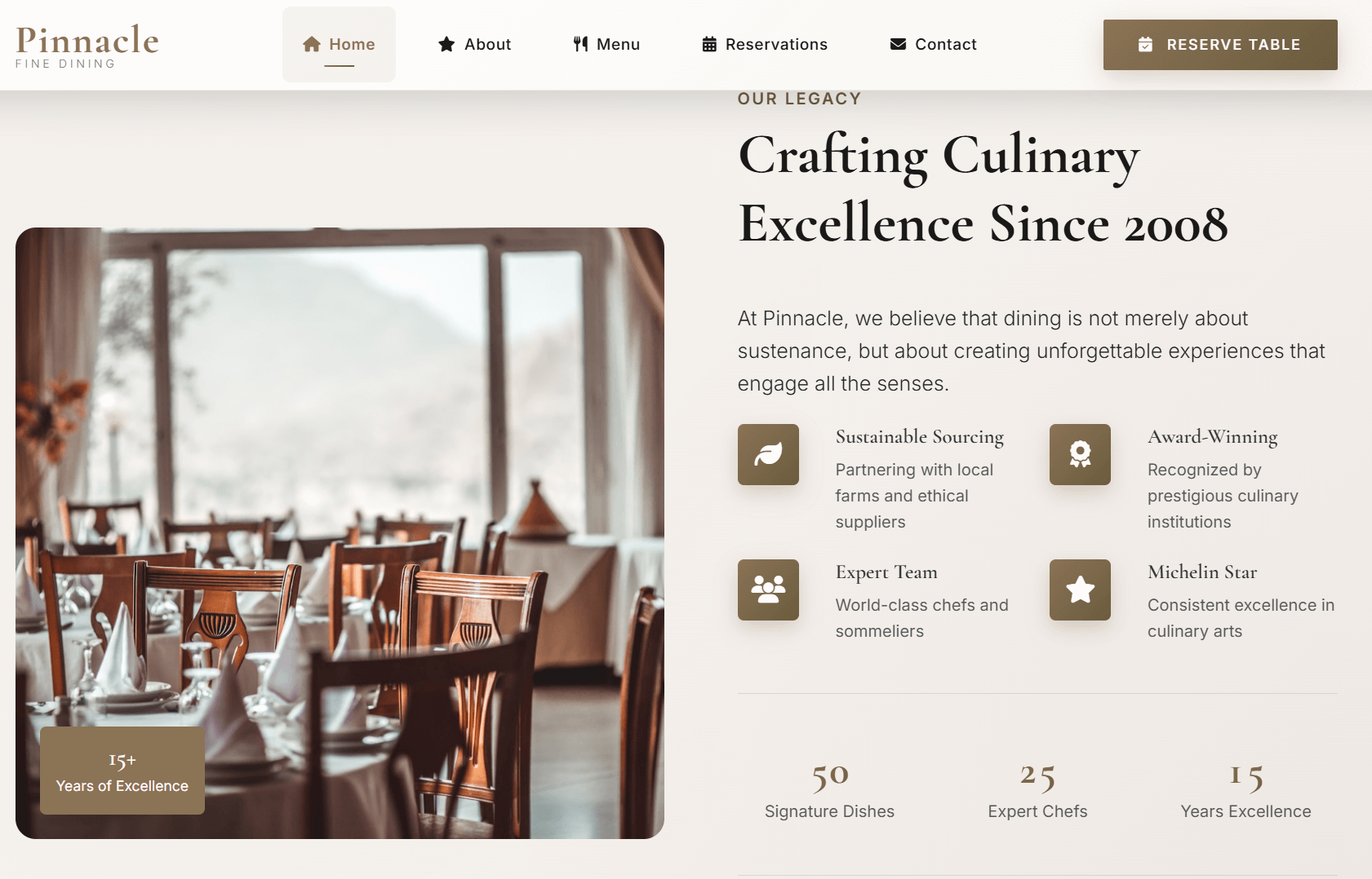 Pinnacle Restaurant HTML Theme Preview